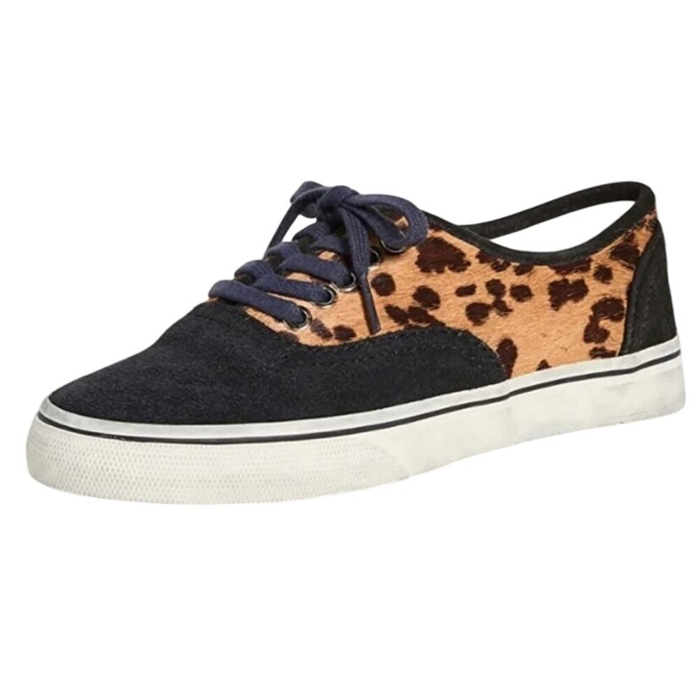 RE/DONE Women 70s Low Top Skate Sneakers EU 36 US 6 Tan Leopard Calf Hair NWOB